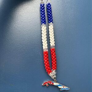 Cuba, Cuban flag island necklace, beaded